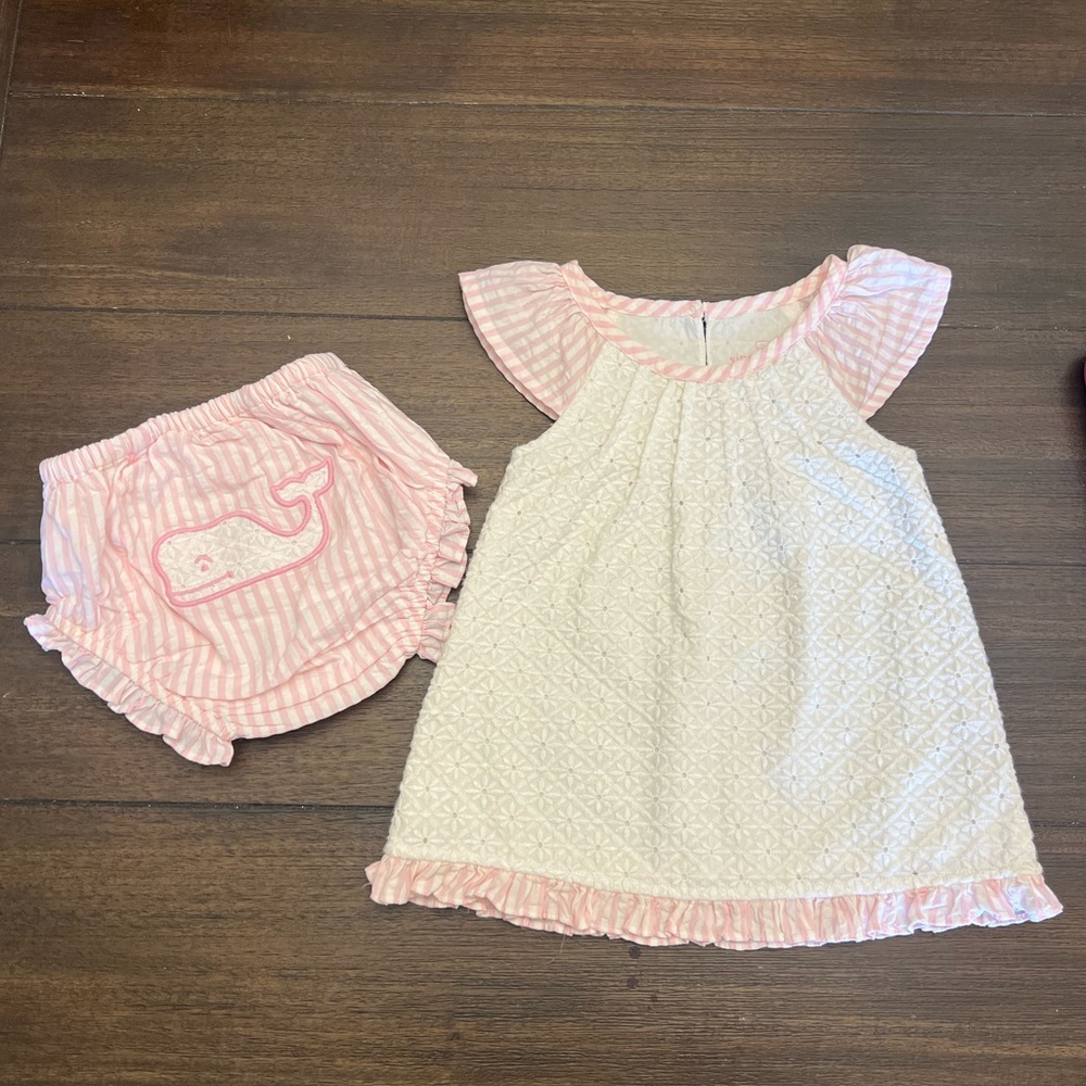 Vineyard Vines Pink and White Striped Baby Outfit